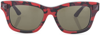Valentino Camo-Rockstud Sunglasses, Red