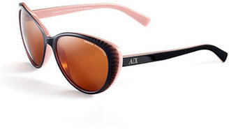 Armani Exchange Molded Cat Eye Sunglasses - BROWN/CREAM