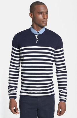 Vince 'Breton Stripe' Long Sleeve Wool & Cashmere Henley Sweater