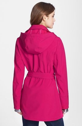 Betsey Johnson Tulip Hem Soft Shell Jacket with Removable Hood (Online Only)
