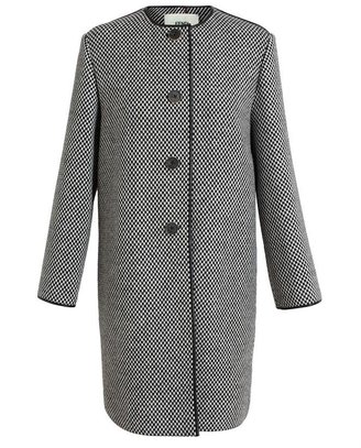 Fendi Wool Collarless Check Coat