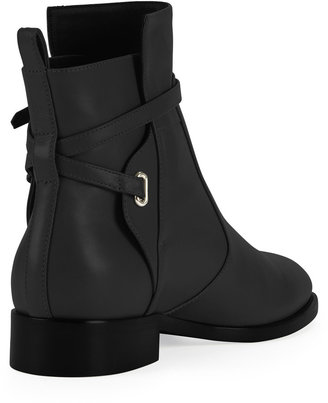 Balenciaga Ankle-Strap Flat Ankle Boot, Black