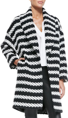 Alice + Olivia Ralter Striped Tweed Oversized Coat