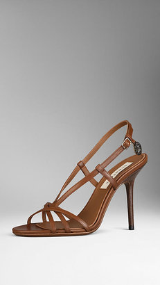 Burberry Heritage Detail Leather Sandals