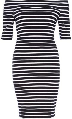 River Island Black and white stripe bandeau dress