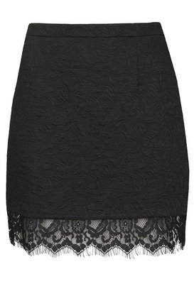 Topshop Textured Lace Hem Pelmet Skirt