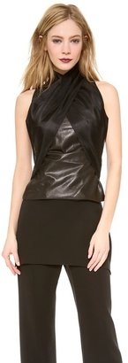 Sally LaPointe Leather Shell with Organza Halter