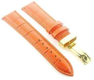 Tag Heuer 19mm Leather Strap Band Deployment For Orange Gold
