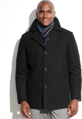 Perry Ellis Portfolio Big and Tall Wool-Blend Coat with Scarf