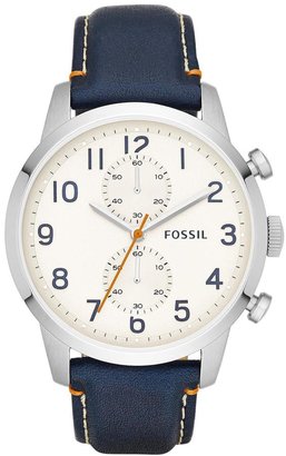 Fossil Townsman Stainless Steel and Navy Leather Strap Mens Watch