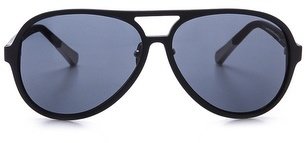 Kris Van Assche Linda Farrow for Rubberized Black Aviator Sunglasses