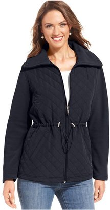 Karen Scott Petite Quilted Mixed-Media Fleece Jacket