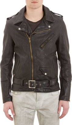 Schott NYC Perfecto Brand by Hand-Cut Leather Motorcycle Jacket-Black