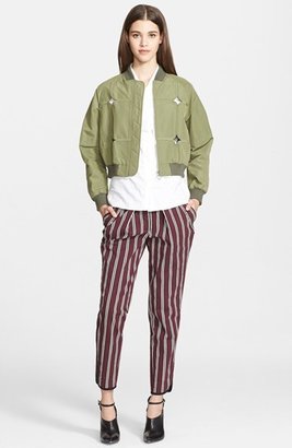 Yigal Azrouel Embroidered Back Cutout Bomber Jacket