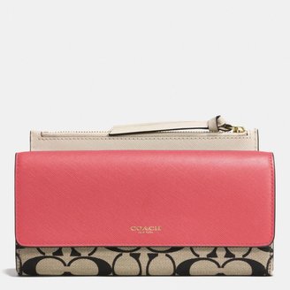 Coach Legacy Slim Envelope Wallet With Pop-Up Pouch In Printed Signature Fabric