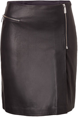 Steffen Schraut Zip Detailed Leather Mini Skirt