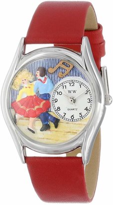 Whimsical Watches Women's S0510007 Square Dancing Red Leather Watch