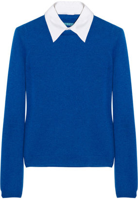 Alice + Olivia Cotton-trimmed cashmere sweater