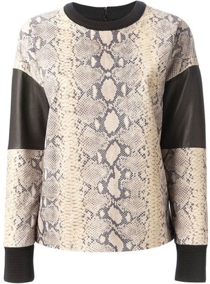 Ungaro panelled snakeskin print sweatshirt