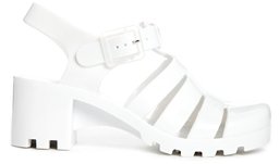 YRU Jealousea White Jelly Heeled Sandals