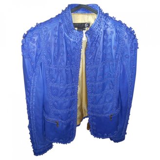 Just Cavalli Blue Leather Jacket