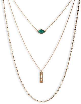 Lucky Brand Gold-Tone Beaded Triple Layer Necklace