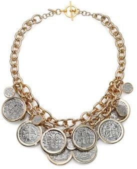Kenneth Jay Lane Framed Coin Cluster Charm Necklace