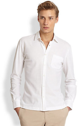 Canali Tonal Striped Cotton Sportshirt