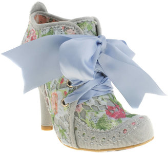Irregular Choice Womens Pale Blue Abigails Party Floral Boots