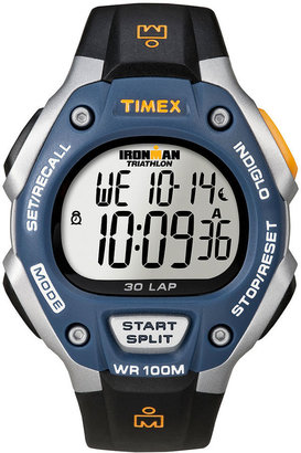 Timex Watch, Men's Digital Ironman 30 Lap Black Resin Strap T5E931UM