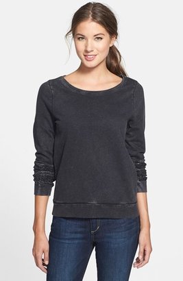 Lucky Brand Lace Inset Cotton Pullover