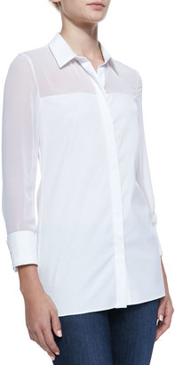 Alice + Olivia Sheer Combo Tailored Blouse