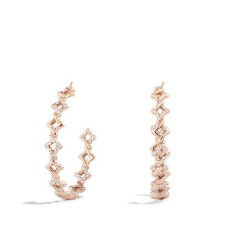 David Yurman Venetian Quatrefoil Hoop Earrings with Diamonds in Rose Gold