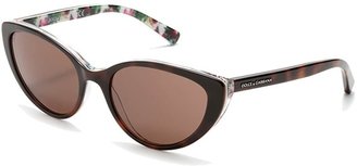 Dolce & Gabbana Black Cat Eye Sunglasses With Floral Print