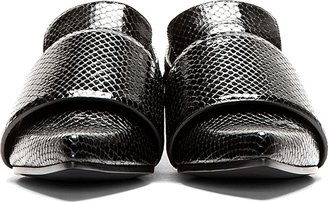 Rodarte Black Glossy Snakeskin Pointed Loafers