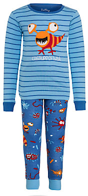 Hatley Boys' Stripe Ocean Print Pyjamas, Blue