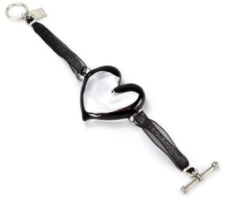Yummi Glass Murano Glass Heart Black-Color Stretch Bracelet