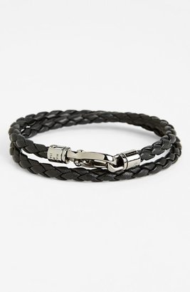 Tod's Double Wrap Braided Leather Bracelet