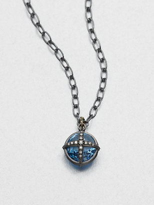 Mizuki Blue Topaz & Diamond Pendant Necklace