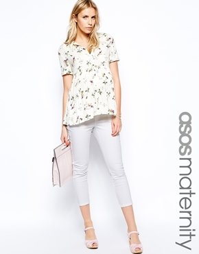 ASOS Maternity Exclusive 7/8 Twill Trouser - White