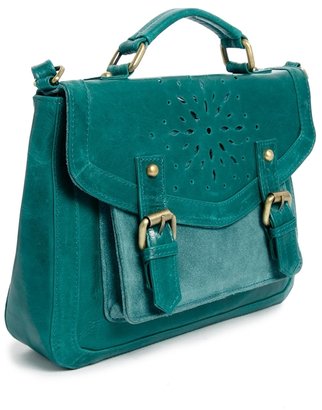 ASOS Leather Satchel Bag With Floral Punch Out