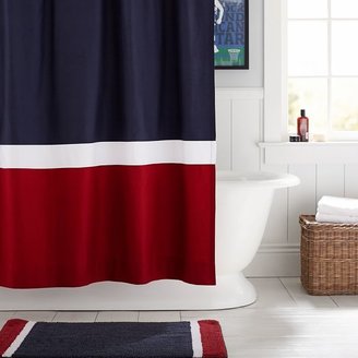 PBteen 4504 Color Block Shower Curtain, Navy/Red