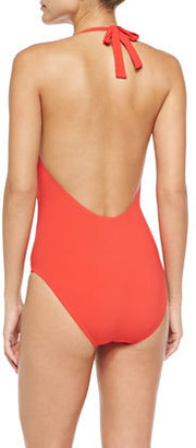 Tory Burch Logo One-Piece Swimsuit, Poppy Red