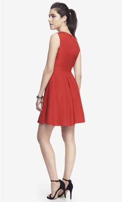 Express Pleated Keyhole Fit And Flare Dress