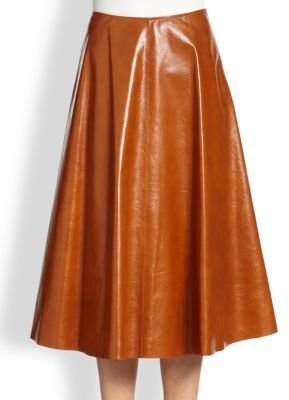 Lafayette 148 New York Leather Suzie Flared Skirt