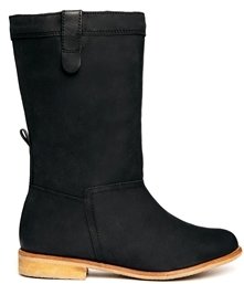 ASOS CARE FREE Leather Calf High Boots - Black