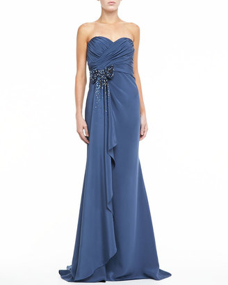 Badgley Mischka Strapless Sweetheart Trumpet Gown with Bow
