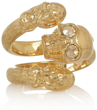 Alexander McQueen Gold-tone and Swarovski crystal skull ring