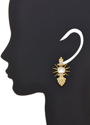Elizabeth Cole Gold, Swarovski Crystal, & Faux Pearl Drop Earrings