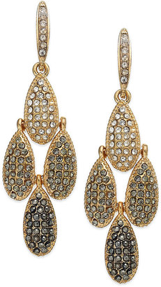 INC International Concepts Gold-Tone Pave Crystal Teardrop Chandelier Earrings